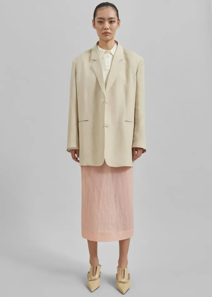 Clothing Women The Frankie Shop Heidi Semi Sheer Midi Skirt 8211 Pink