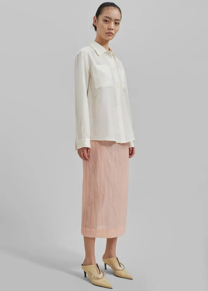 Clothing Women The Frankie Shop Heidi Semi Sheer Midi Skirt 8211 Pink