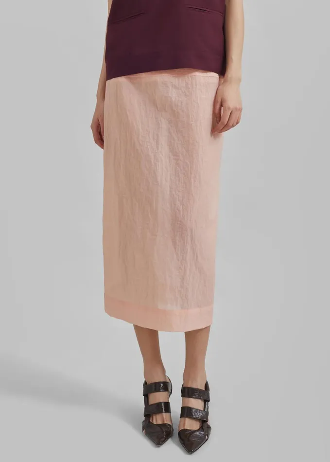 Clothing Women The Frankie Shop Heidi Semi Sheer Midi Skirt 8211 Pink