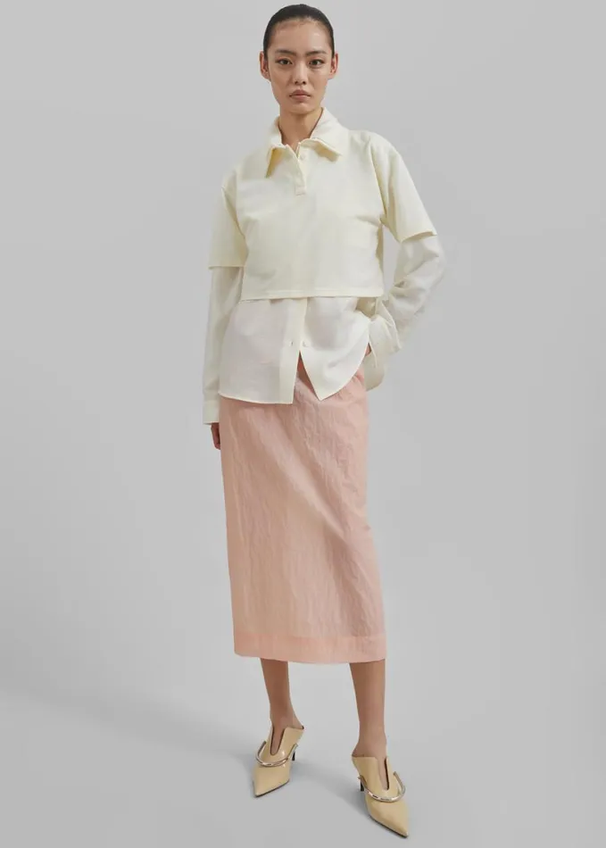 Clothing Women The Frankie Shop Heidi Semi Sheer Midi Skirt 8211 Pink