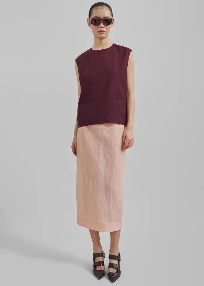 Clothing Women The Frankie Shop Heidi Semi Sheer Midi Skirt 8211 Pink