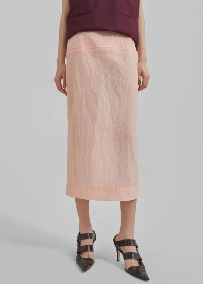 Clothing Women The Frankie Shop Heidi Semi Sheer Midi Skirt 8211 Pink