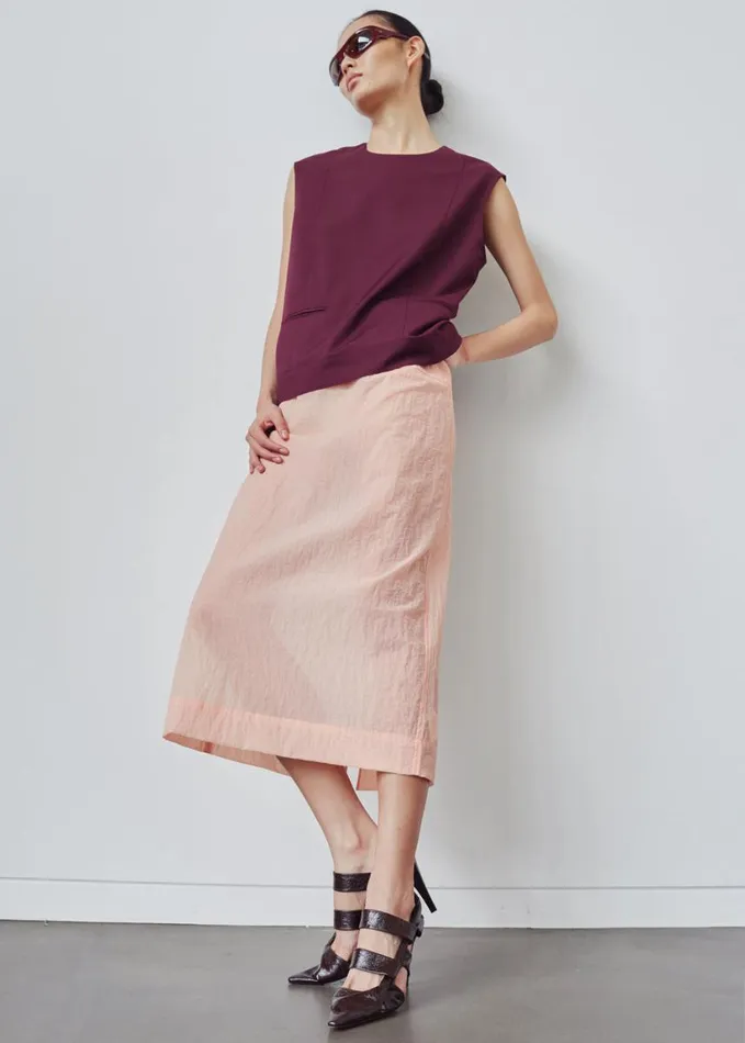 Clothing Women The Frankie Shop Heidi Semi Sheer Midi Skirt 8211 Pink