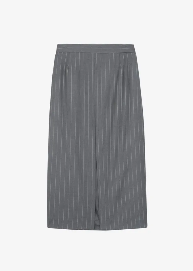 Clothing Women The Frankie Shop Holland Midi Slit Skirt 8211 CharcoalWhite Pinstripe