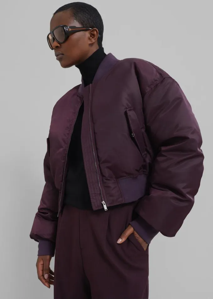 Clothing Women The Frankie Shop Houghton Cropped Bomber 8211 Prune