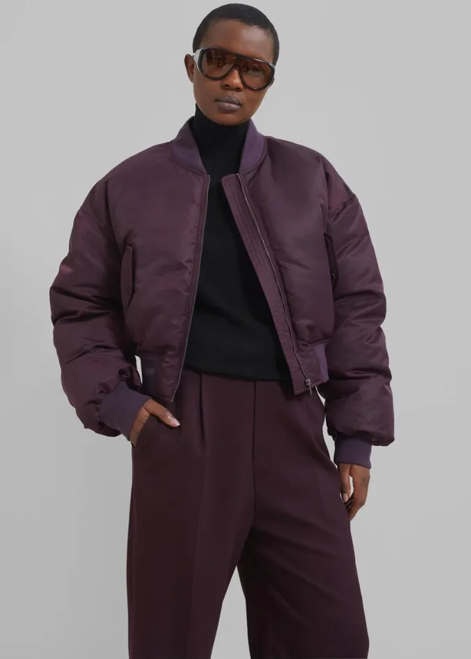 Clothing Women The Frankie Shop Houghton Cropped Bomber 8211 Prune