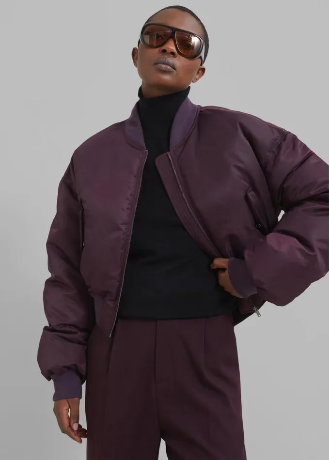Clothing Women The Frankie Shop Houghton Cropped Bomber 8211 Prune
