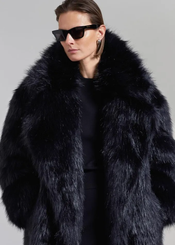 Clothing Women The Frankie Shop Joan Long Faux Fur Coat 8211 Black
