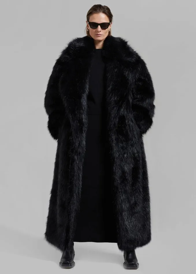 Clothing Women The Frankie Shop Joan Long Faux Fur Coat 8211 Black