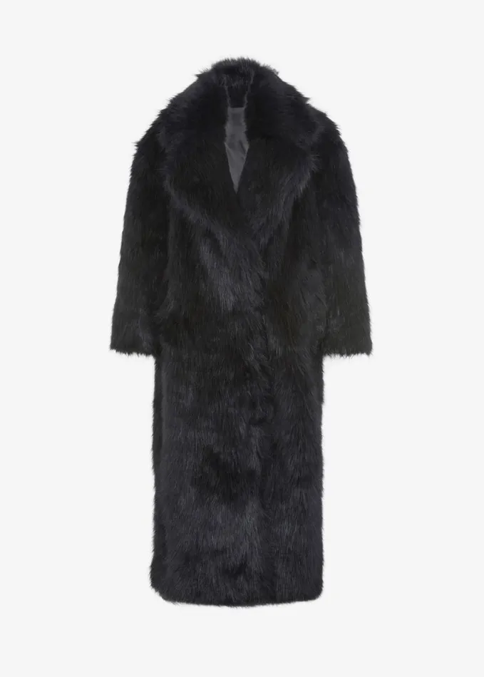 Clothing Women The Frankie Shop Joan Long Faux Fur Coat 8211 Black