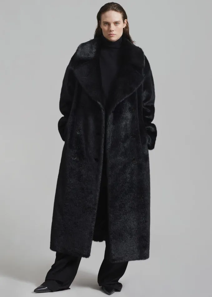 Clothing Women The Frankie Shop Joni Faux Fur Coat 8211 Black