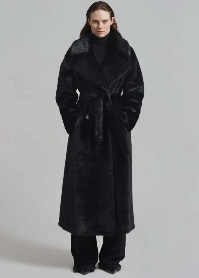 Clothing Women The Frankie Shop Joni Faux Fur Coat 8211 Black