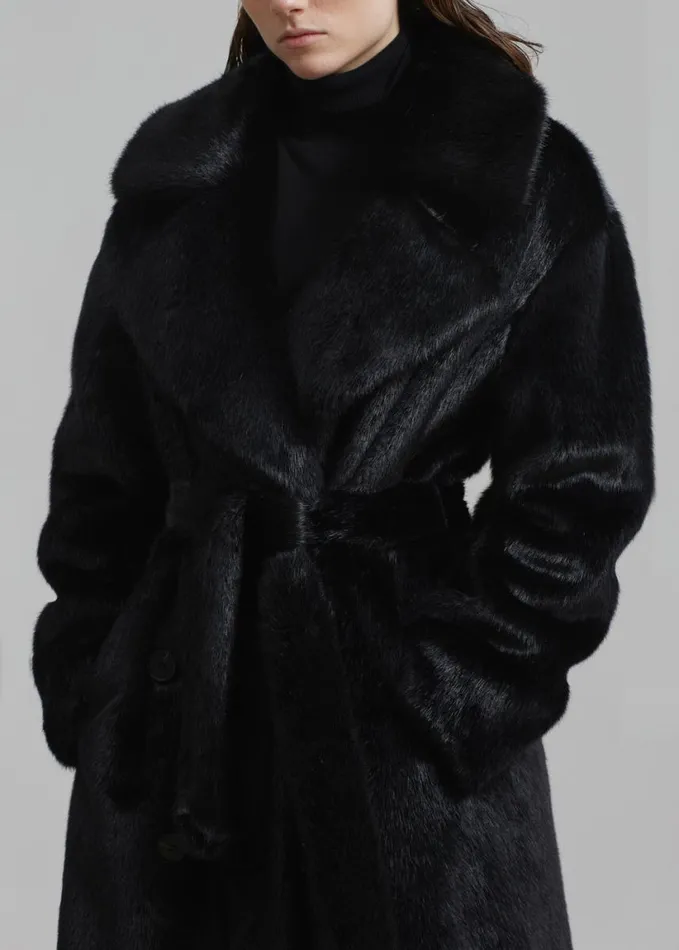 Clothing Women The Frankie Shop Joni Faux Fur Coat 8211 Black