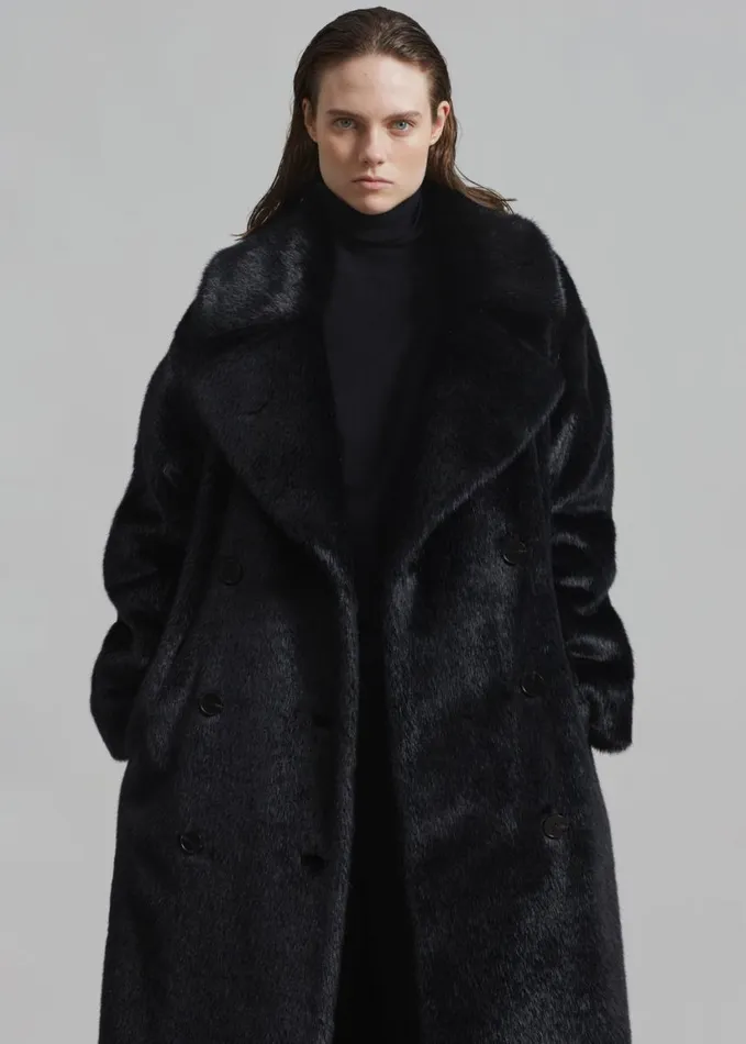 Clothing Women The Frankie Shop Joni Faux Fur Coat 8211 Black