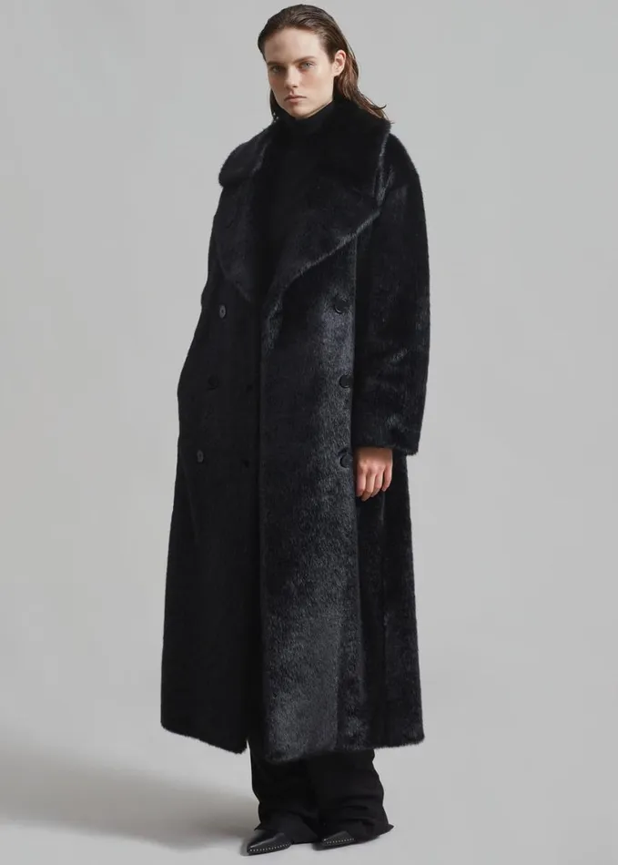 Clothing Women The Frankie Shop Joni Faux Fur Coat 8211 Black