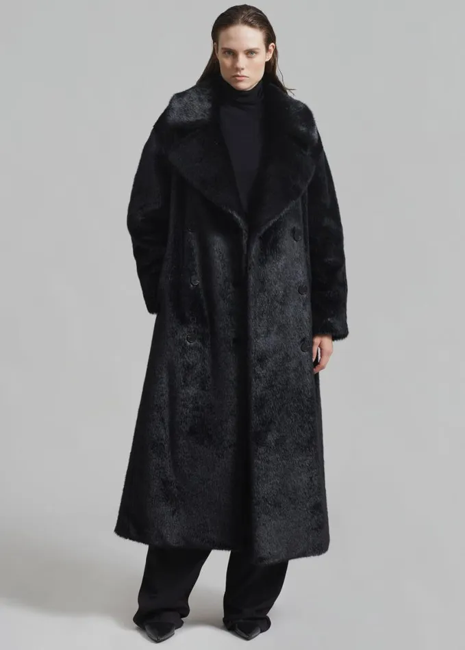 Clothing Women The Frankie Shop Joni Faux Fur Coat 8211 Black