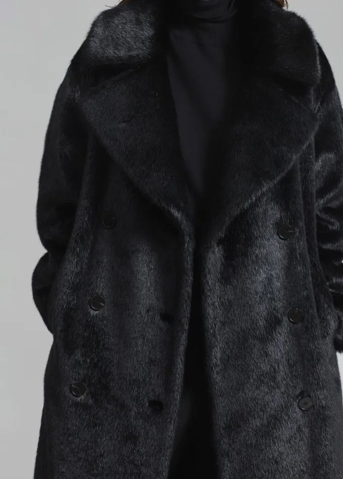 Clothing Women The Frankie Shop Joni Faux Fur Coat 8211 Black