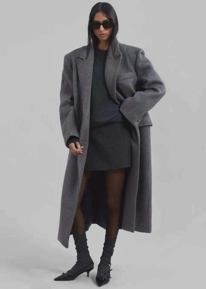 Clothing Women The Frankie Shop Jordan Wool Coat 8211 Grey