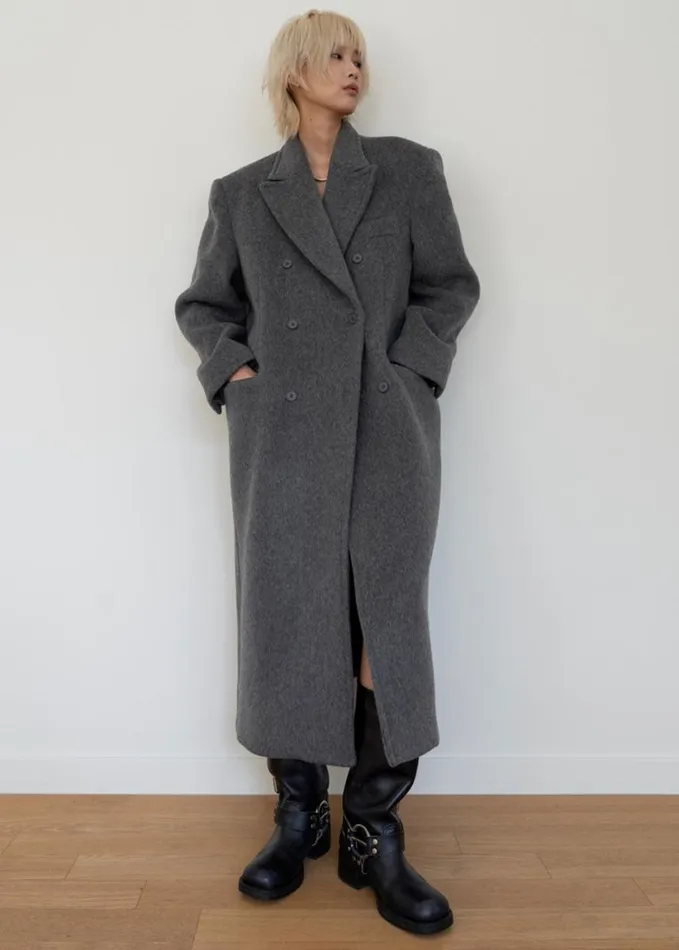 Clothing Women The Frankie Shop Jordan Wool Coat 8211 Grey