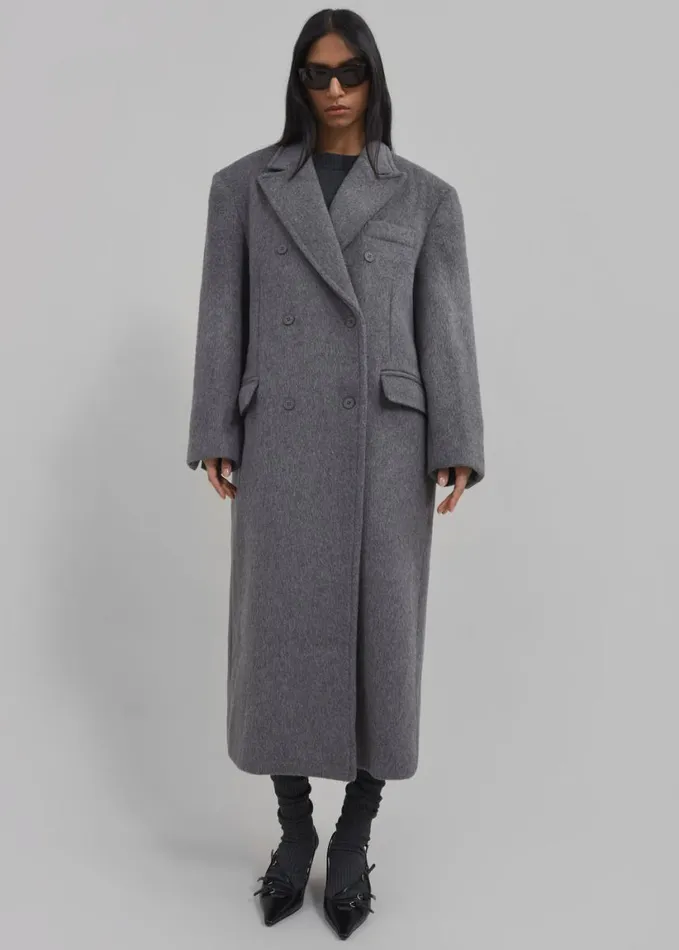 Clothing Women The Frankie Shop Jordan Wool Coat 8211 Grey