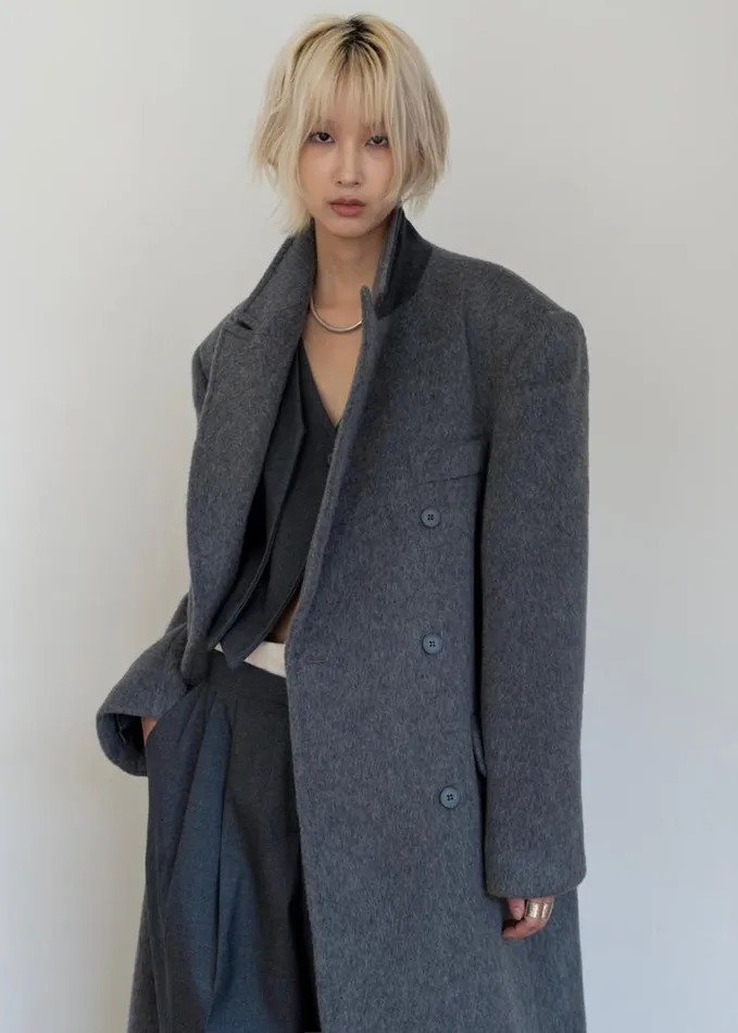 Clothing Women The Frankie Shop Jordan Wool Coat 8211 Grey