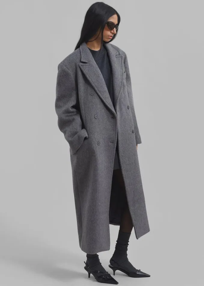 Clothing Women The Frankie Shop Jordan Wool Coat 8211 Grey