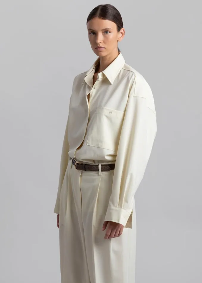 Clothing Women The Frankie Shop Jour Shirt 8211 Cream