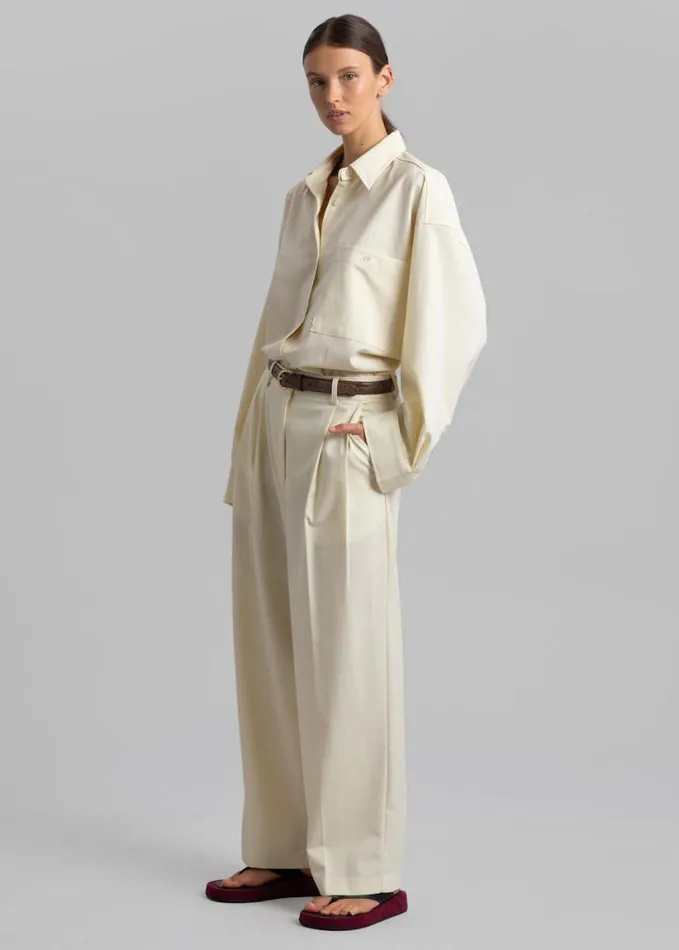 Clothing Women The Frankie Shop Jour Shirt 8211 Cream