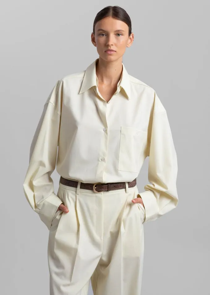 Clothing Women The Frankie Shop Jour Shirt 8211 Cream