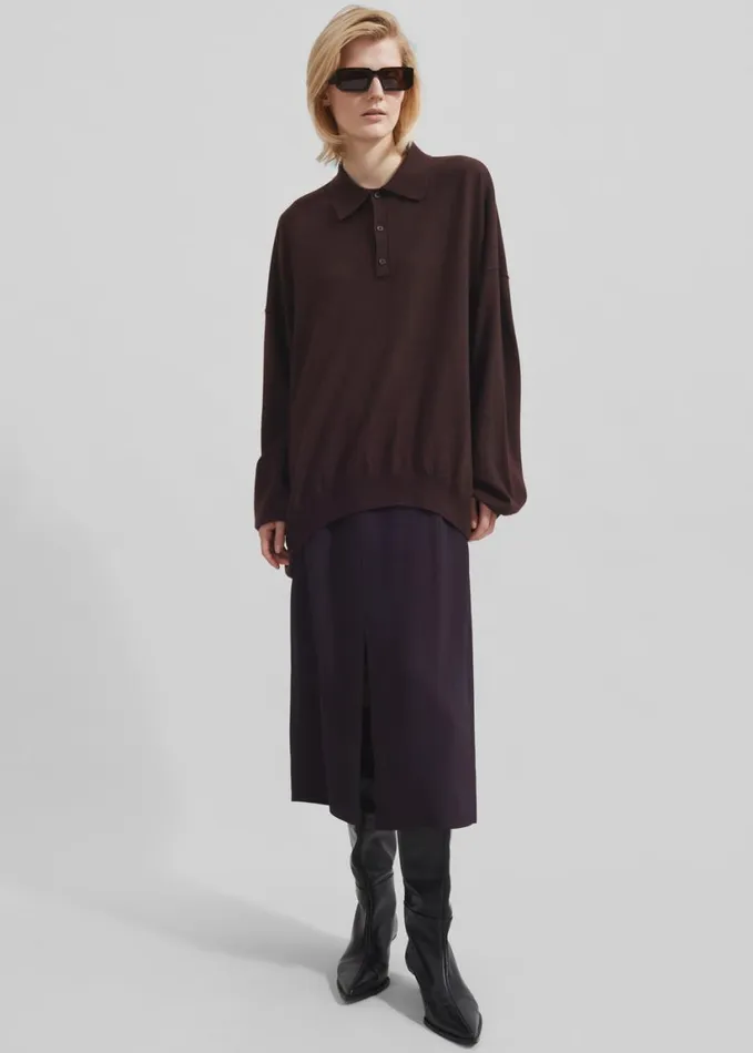 Clothing Women The Frankie Shop Judy Midi Skirt 8211 Dark Plum