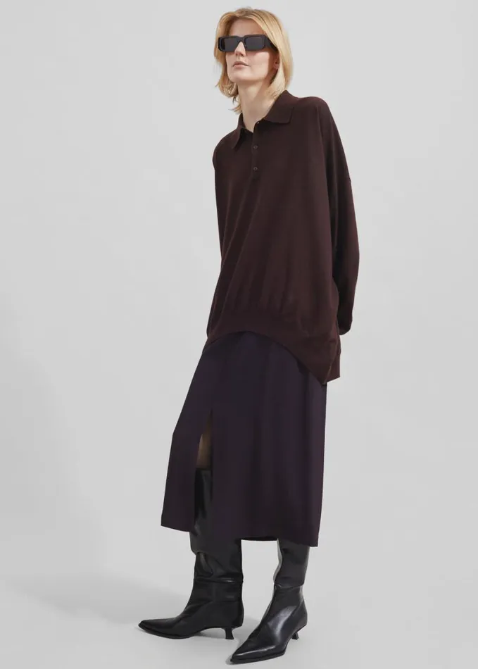 Clothing Women The Frankie Shop Judy Midi Skirt 8211 Dark Plum