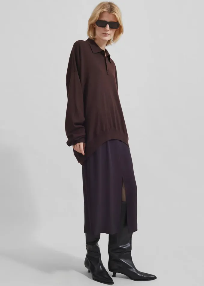 Clothing Women The Frankie Shop Judy Midi Skirt 8211 Dark Plum
