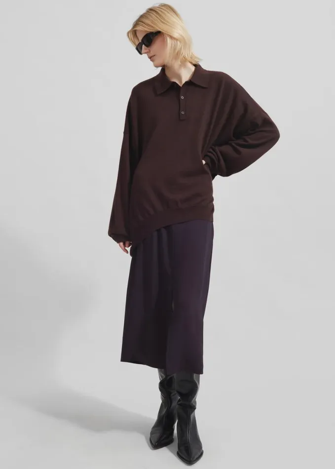 Clothing Women The Frankie Shop Judy Midi Skirt 8211 Dark Plum