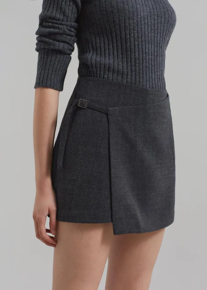 Clothing Women The Frankie Shop Julie Wrap Mini Skort 8211 Charcoal