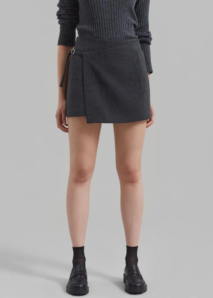 Clothing Women The Frankie Shop Julie Wrap Mini Skort 8211 Charcoal