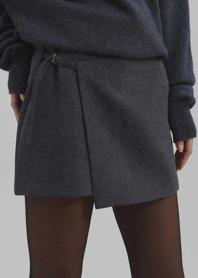 Clothing Women The Frankie Shop Julie Wrap Mini Skort 8211 Charcoal