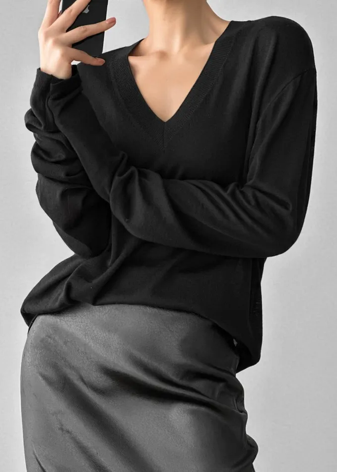 Clothing Women The Frankie Shop Juro VNeck Knit 8211 Black