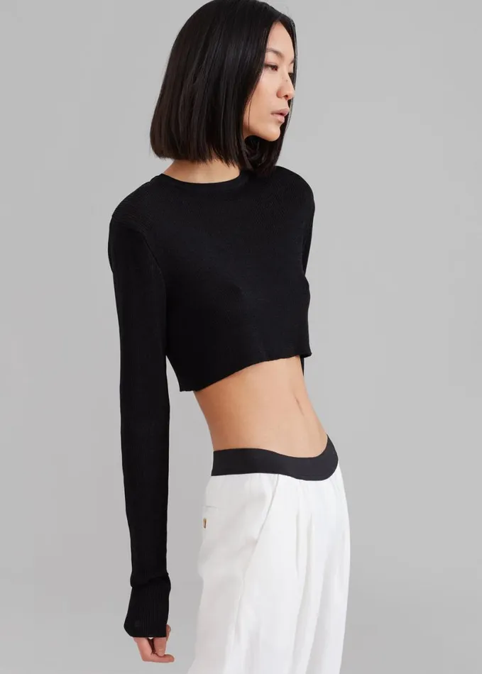 Clothing Women The Frankie Shop Kaz Cropped Knit Top 8211 Black