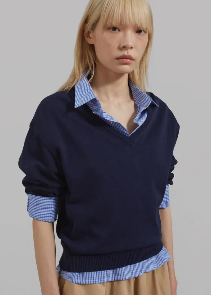 Clothing Women The Frankie Shop Kessa Gingham Button Up Shirt 8211 Blue