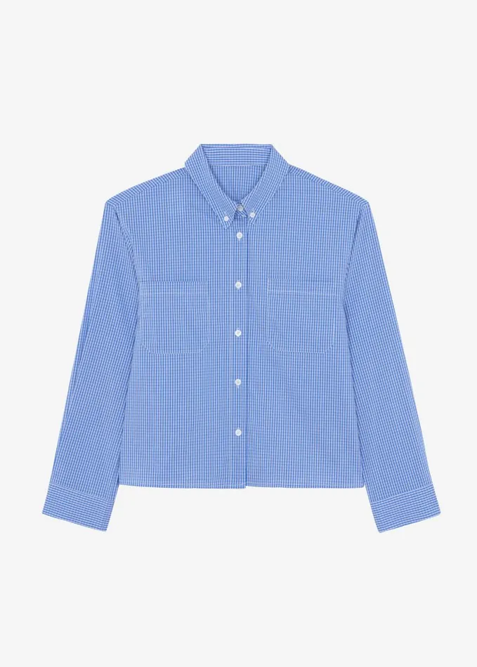 Clothing Women The Frankie Shop Kessa Gingham Button Up Shirt 8211 Blue