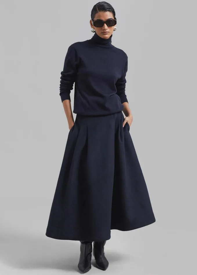 Clothing Women The Frankie Shop Leila Flared Skirt 8211 Navy