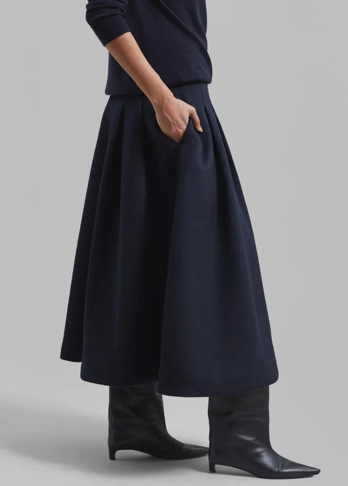 Clothing Women The Frankie Shop Leila Flared Skirt 8211 Navy