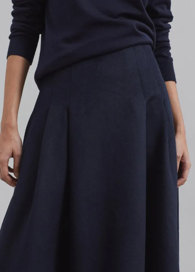 Clothing Women The Frankie Shop Leila Flared Skirt 8211 Navy