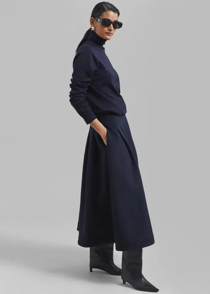 Clothing Women The Frankie Shop Leila Flared Skirt 8211 Navy