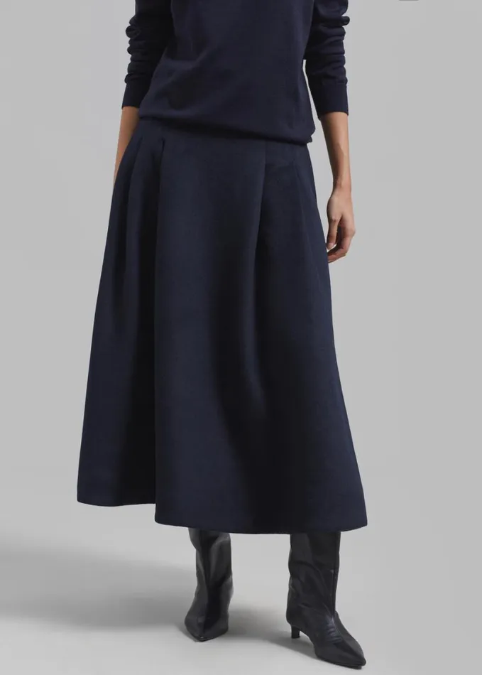 Clothing Women The Frankie Shop Leila Flared Skirt 8211 Navy