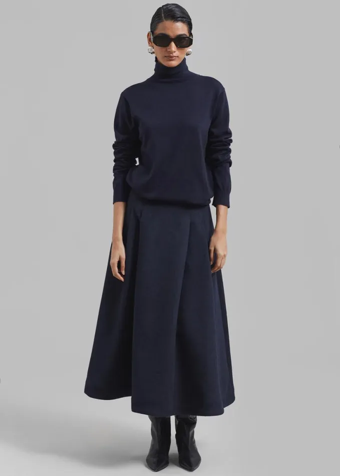Clothing Women The Frankie Shop Leila Flared Skirt 8211 Navy