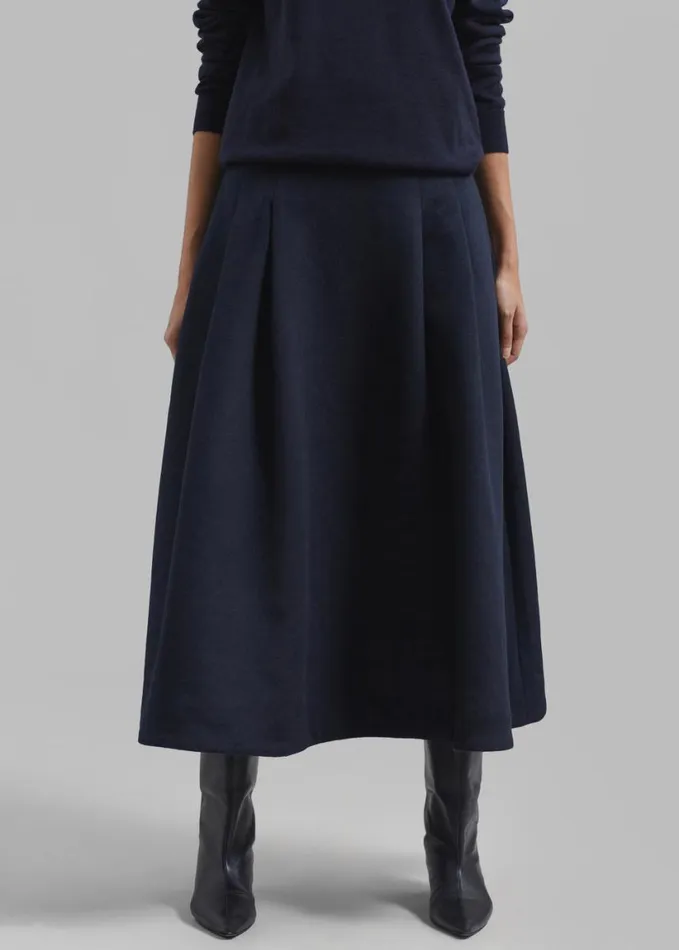 Clothing Women The Frankie Shop Leila Flared Skirt 8211 Navy