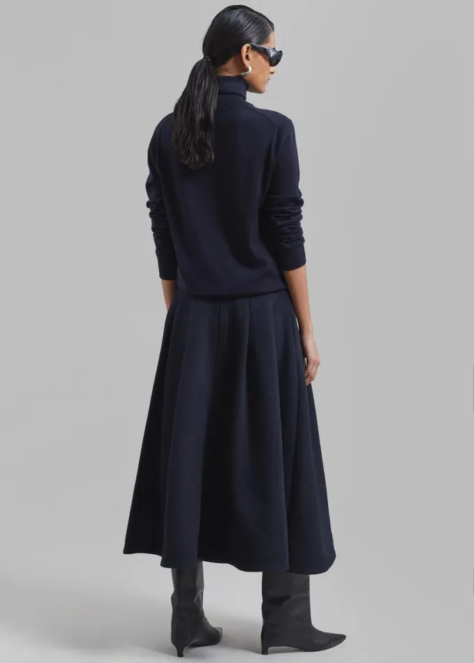 Clothing Women The Frankie Shop Leila Flared Skirt 8211 Navy