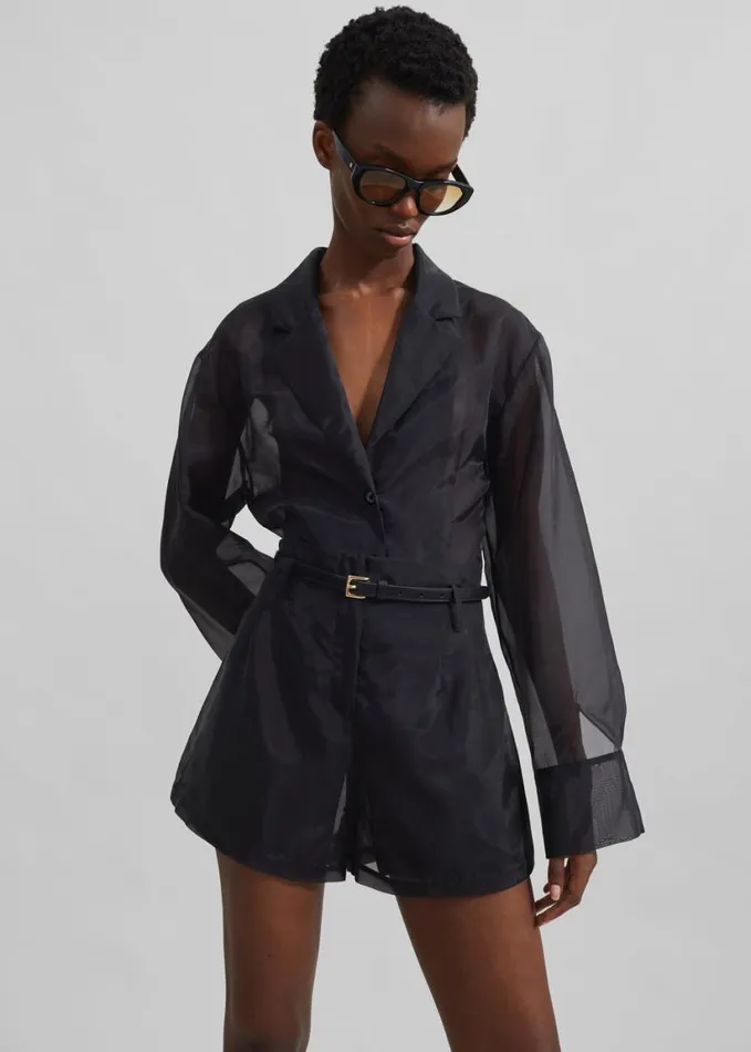 Clothing Women The Frankie Shop Lise Sheer Blazer 8211 Black