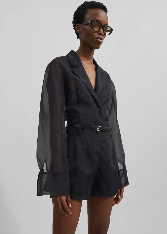 Clothing Women The Frankie Shop Lise Sheer Blazer 8211 Black